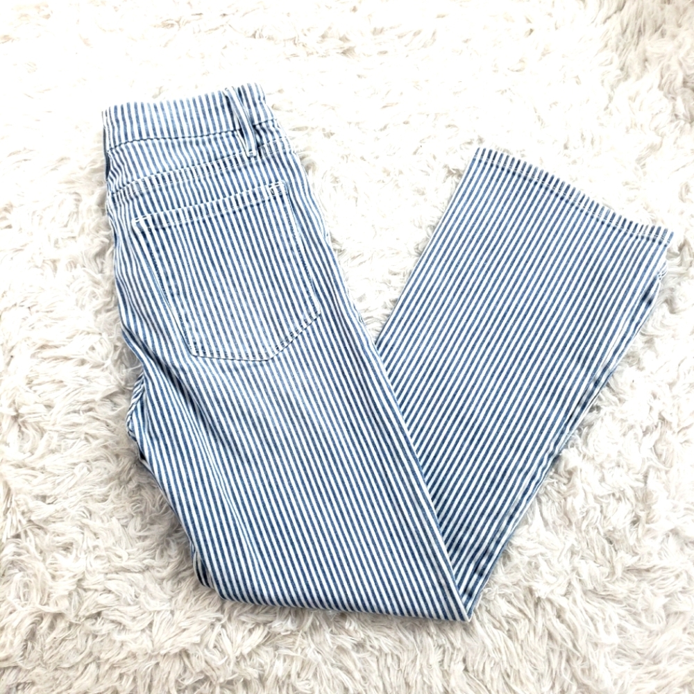 Frame blue striped high rise Le Crop Mini Boot Denim pants waist size 27
